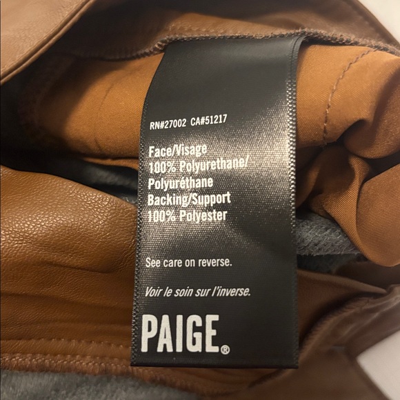 PAIGE Brown faux leather shorts SZ 10 high-rise fit pleated front pockets casual - Picture 5 of 15